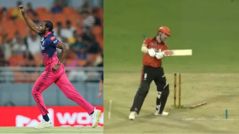 Jofra Archer castles Travis Head in the Eliminator of IPL 2026 – IPL 2026 Eliminator: जोफ्रा आर्चर ने ट्रेविस हेड को बोल्ड कर हैदराबाद की मुश्किलें बढ़ाईं